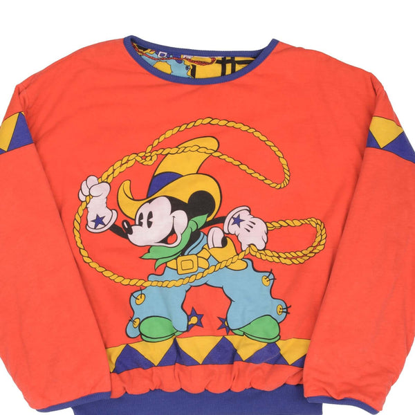 Vintage Disney All Over Print Mickey Cowboy Reversible Sweatshirt Size Large