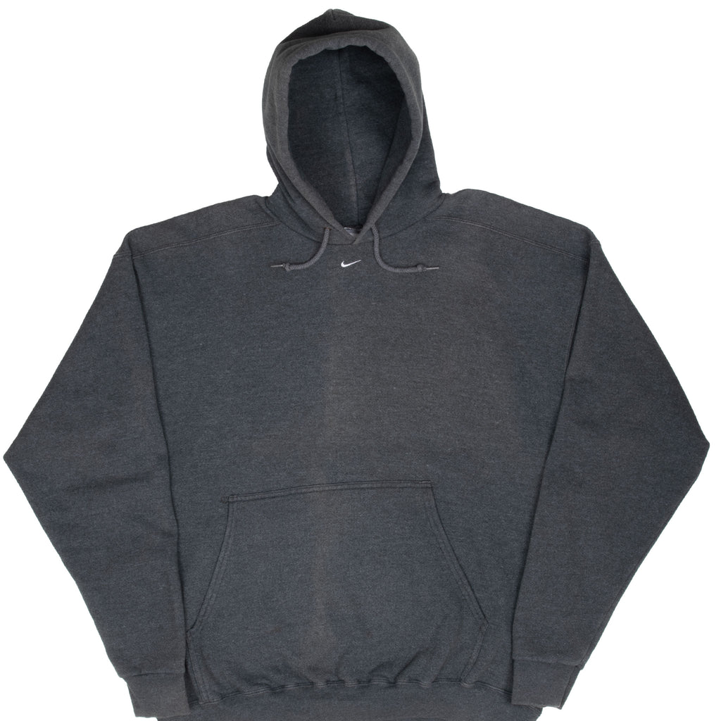 Vintage Nike Center Swoosh Back Logo Dark Grey Travis Scott Hoodie 1990S Large Made In Usa