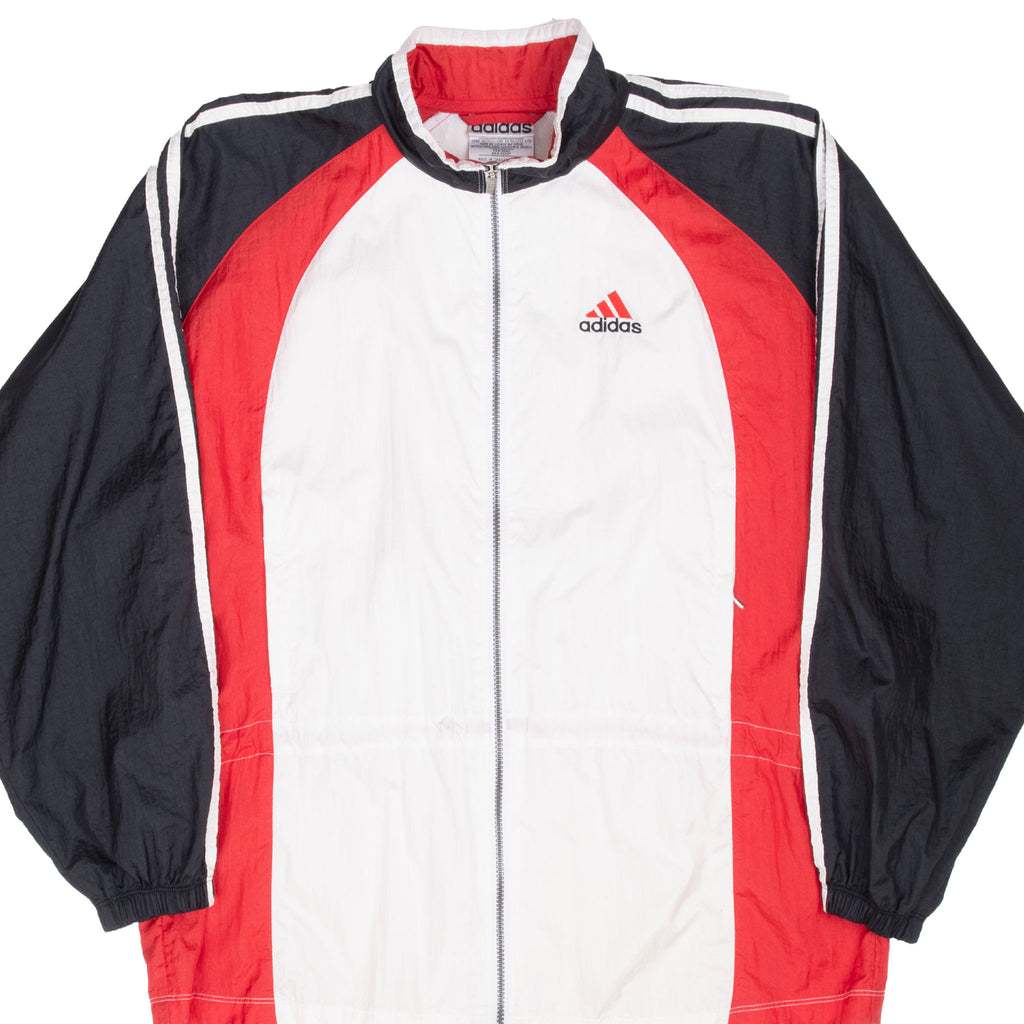 Vintage Adidas White Red Black Windbreaker Jacket 1990S Size Medium