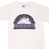 Vintage White MLB Colorado Rockies Tee Shirt 1991 Size Medium Made In USA With Single Stitch Sleeves