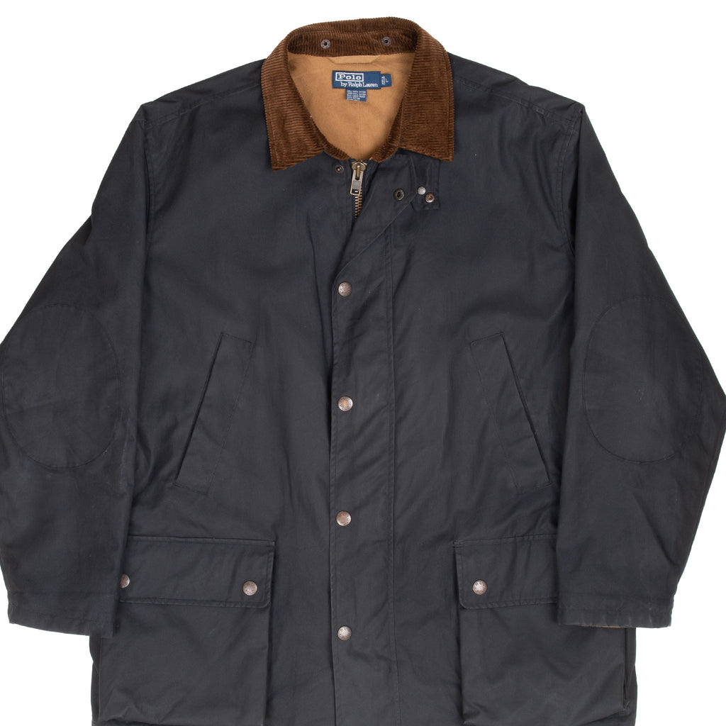 Vintage Polo Ralph Lauren Black Wax Coat Jacket 1990S Size Large