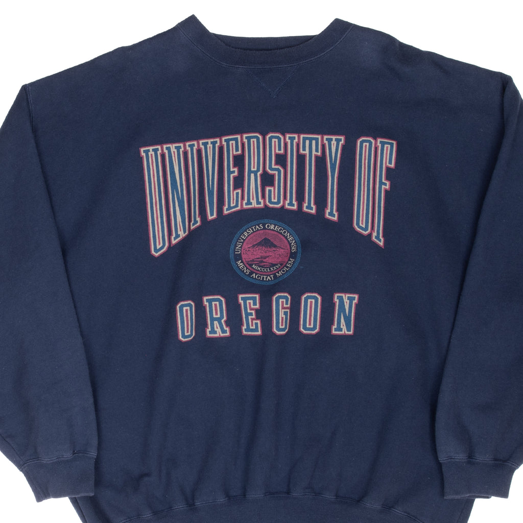 Vintage Ncaa University Of Oregon Navy Blue Sweatshirt 1990S Size XL