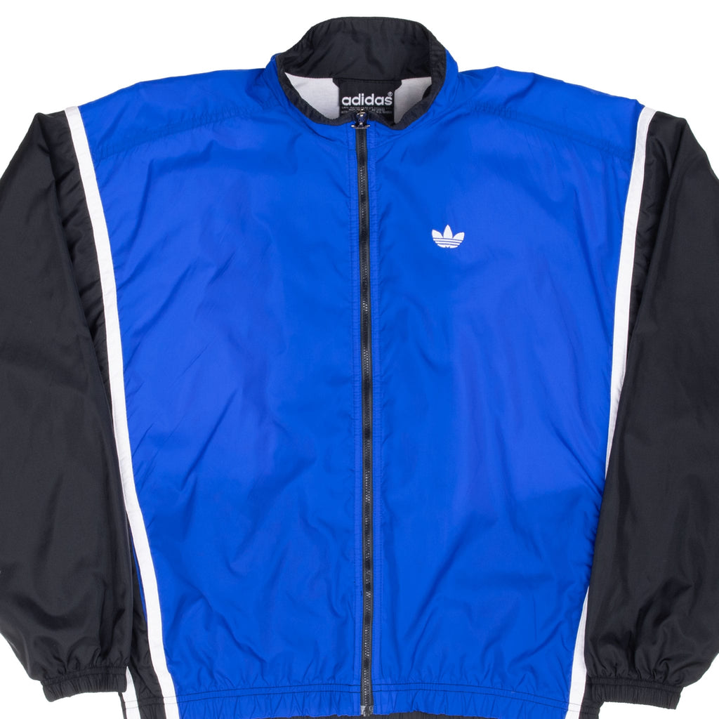 Vintage Adidas Blue Black Windbreaker Jacket 1990S Size Medium