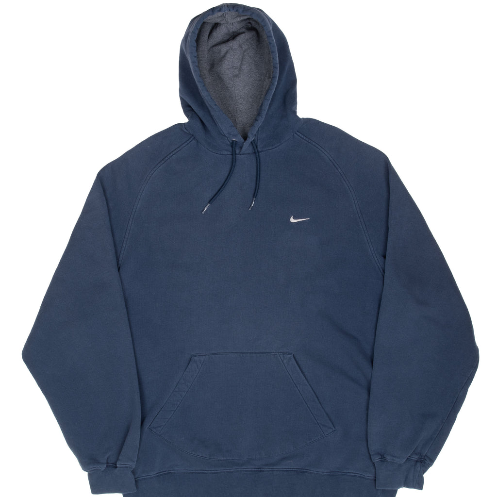Vintage Nike Classic Swoosh Navy Hoodie Sweatshirt 2000S Size XL