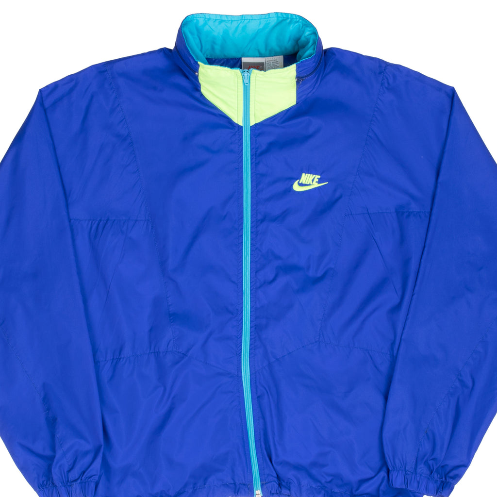 Vintage Nike Neon Blue Green Windbreaker Jacket Late 1980S Size Large