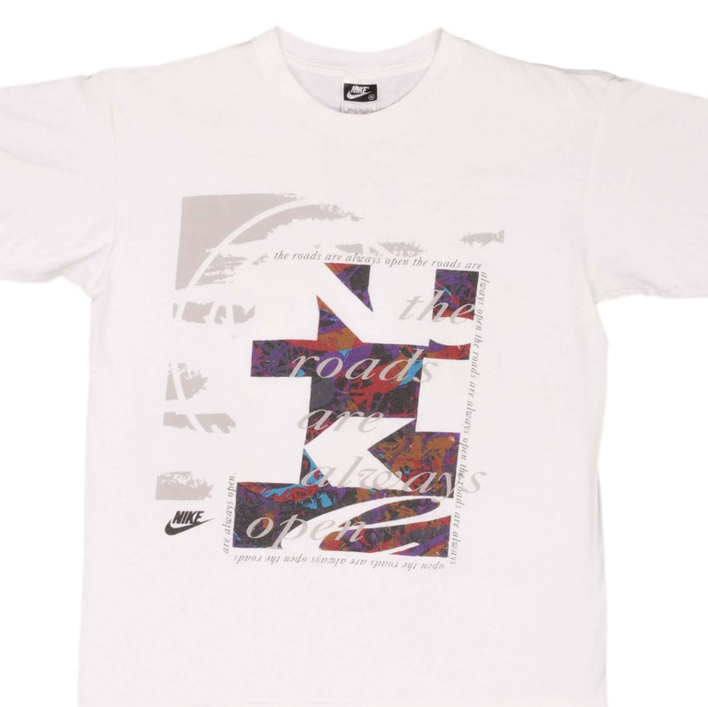 Vintage Nike The Roads Are Always Open Black Label Tee Shirt 1990S Size Medium Made In USA