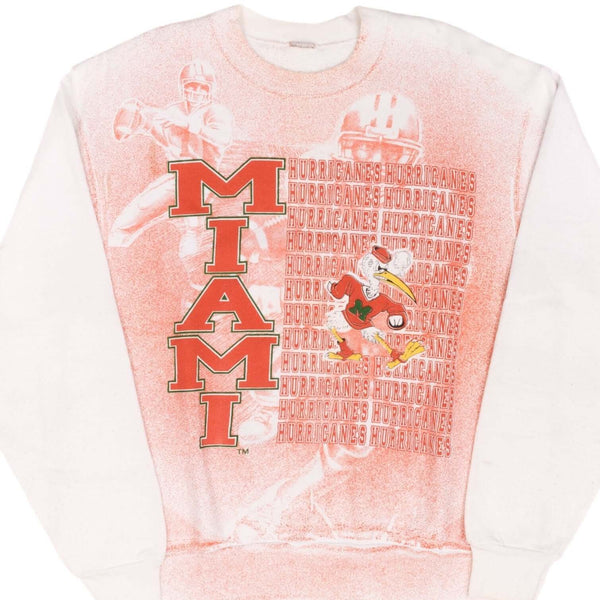 Vintage University Of Miami Hurricanes Football Sweatshirt 1990S Size Large Made In Usa.