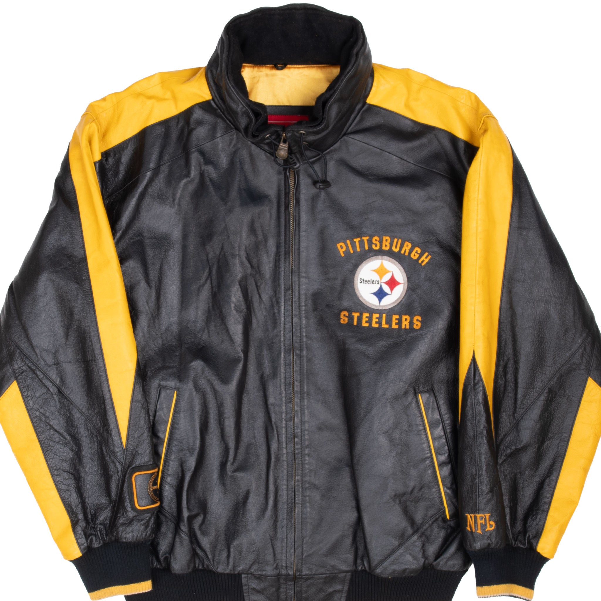 Vintage Nfl Pittsburg Steelers Leather Jacket 1990S Size Large