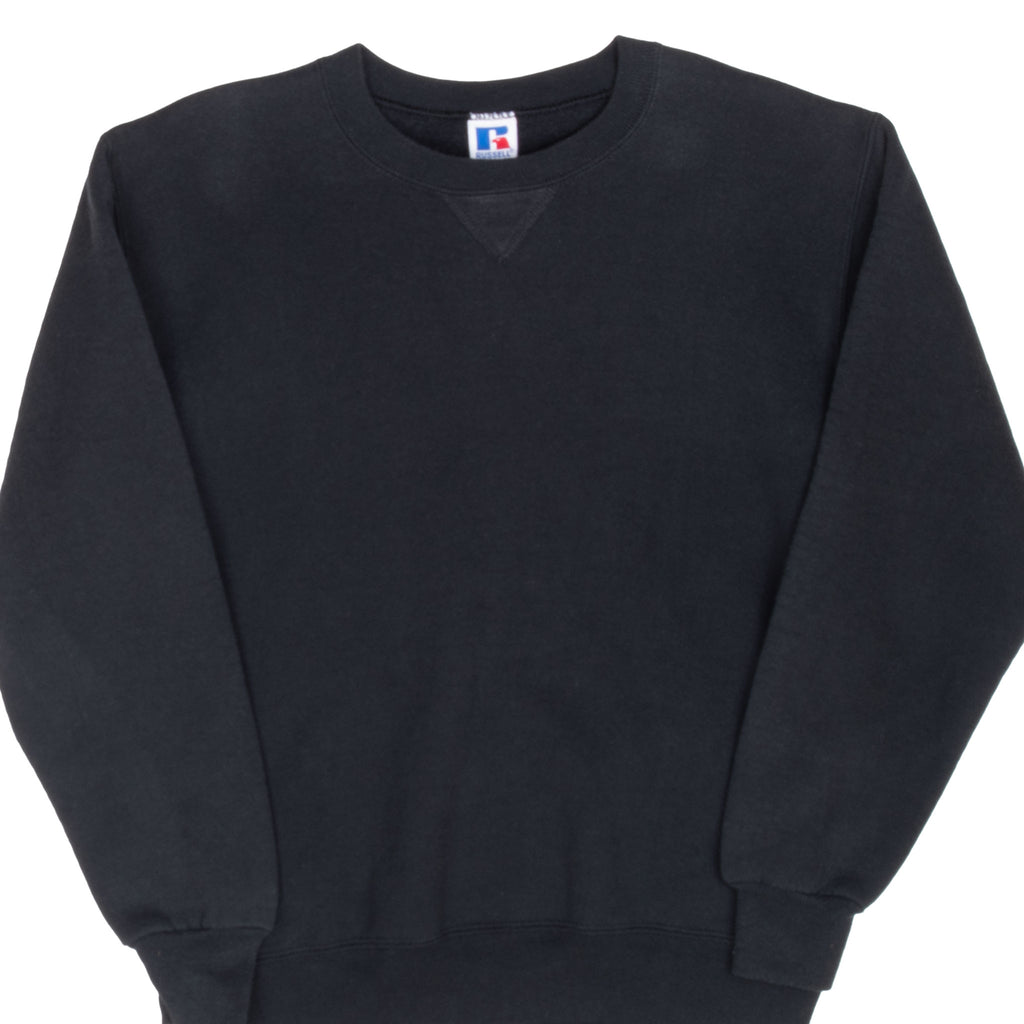 Vintage Russell Athletic Blank Black Sweatshirt 1990S Size Medium Made In Usa