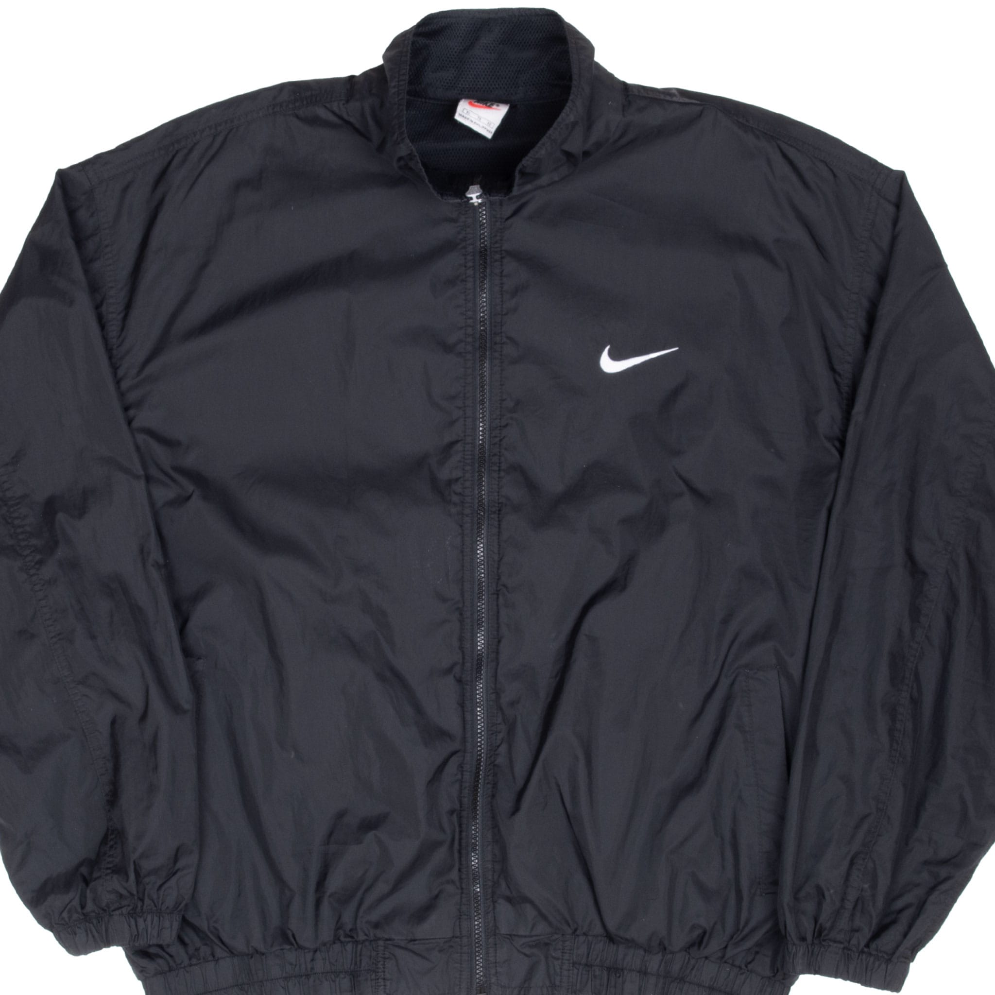 VINTAGE NIKE CLASSIC SWOOSH BLACK WINDBREAKER JACKET 1990S XL