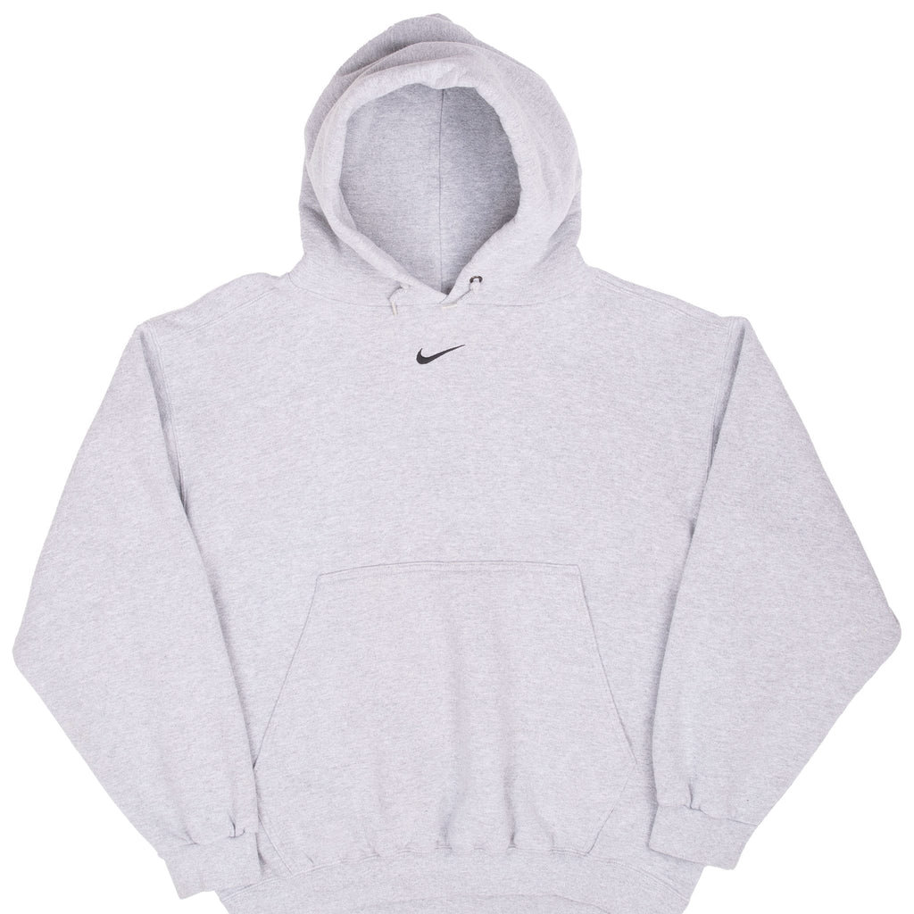 VINTAGE NIKE CENTER SWOOSH GREY TRAVIS SCOTT HOODIE SWEATSHIRT 1990S LARGE
