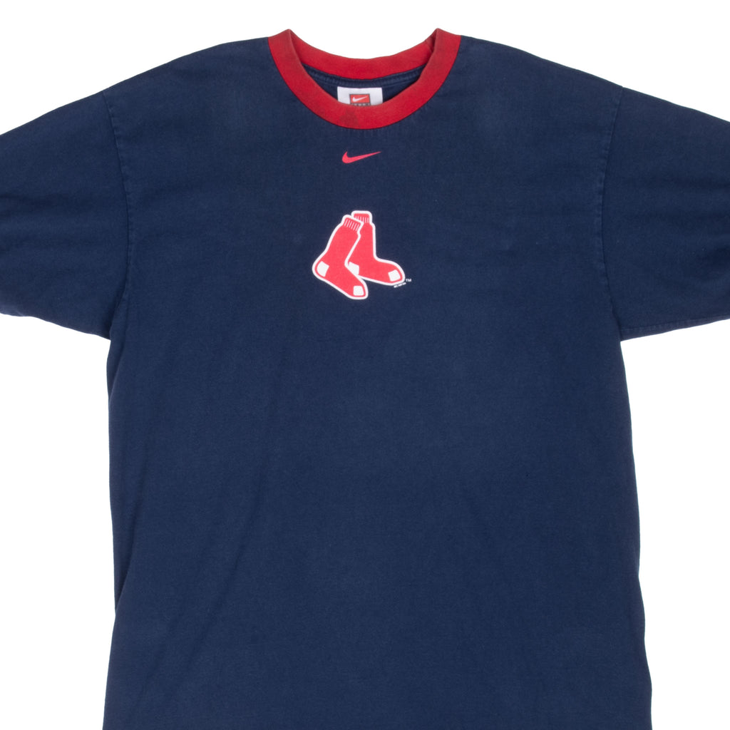 VINTAGE NIKE MLB BOSTON RED SOX CENTER SWOOSH RINGER TEE SHIRT 2006 MEDIUM
