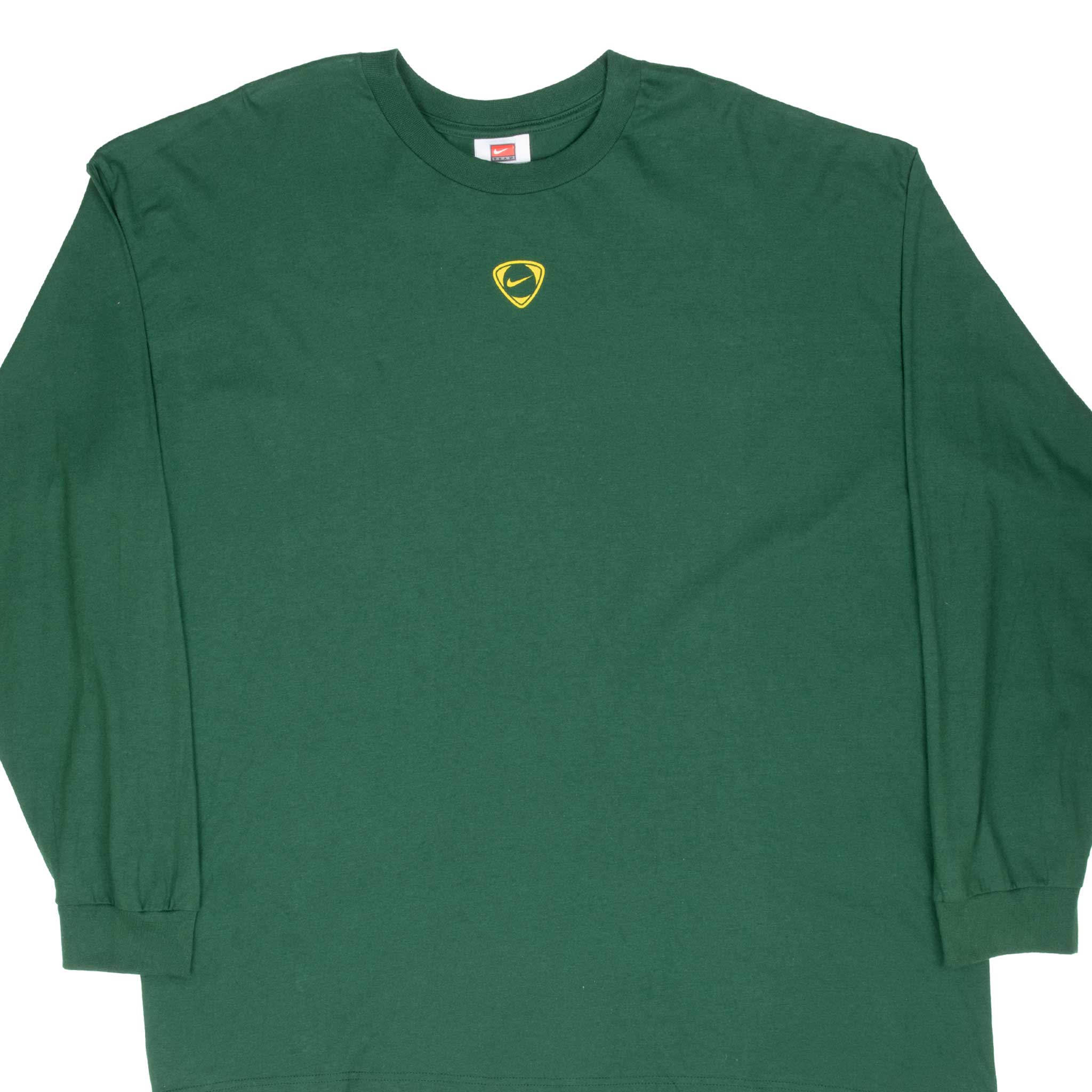 Vintage Nike Center Swoosh Green Long Sleeve Tee Shirt 2000S Size 2XL
