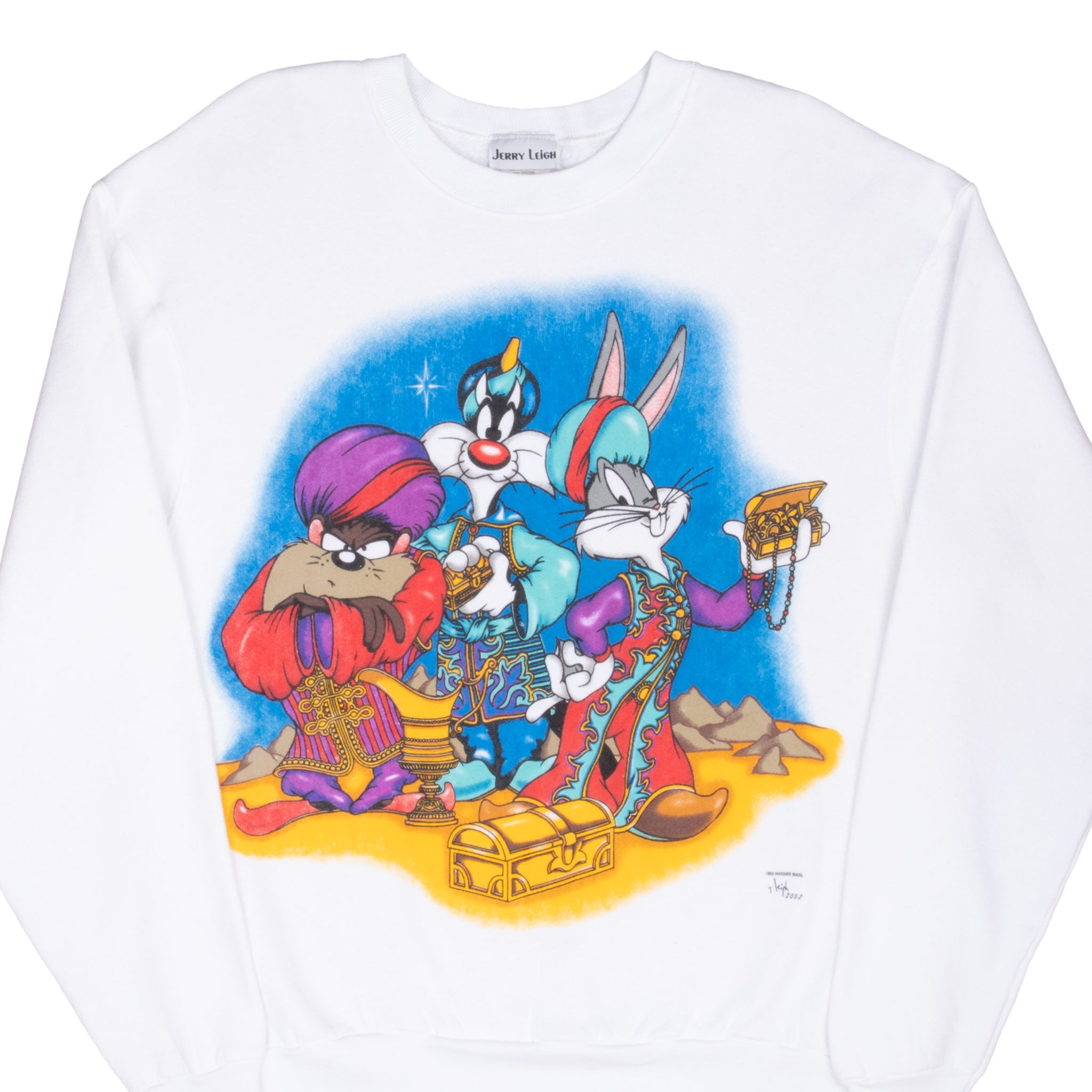 VINTAGE LOONEY TUNES TAZ BUGGS SYLVESTER GENIE SWEATSHIRT 2002 LARGE MADE IN USA