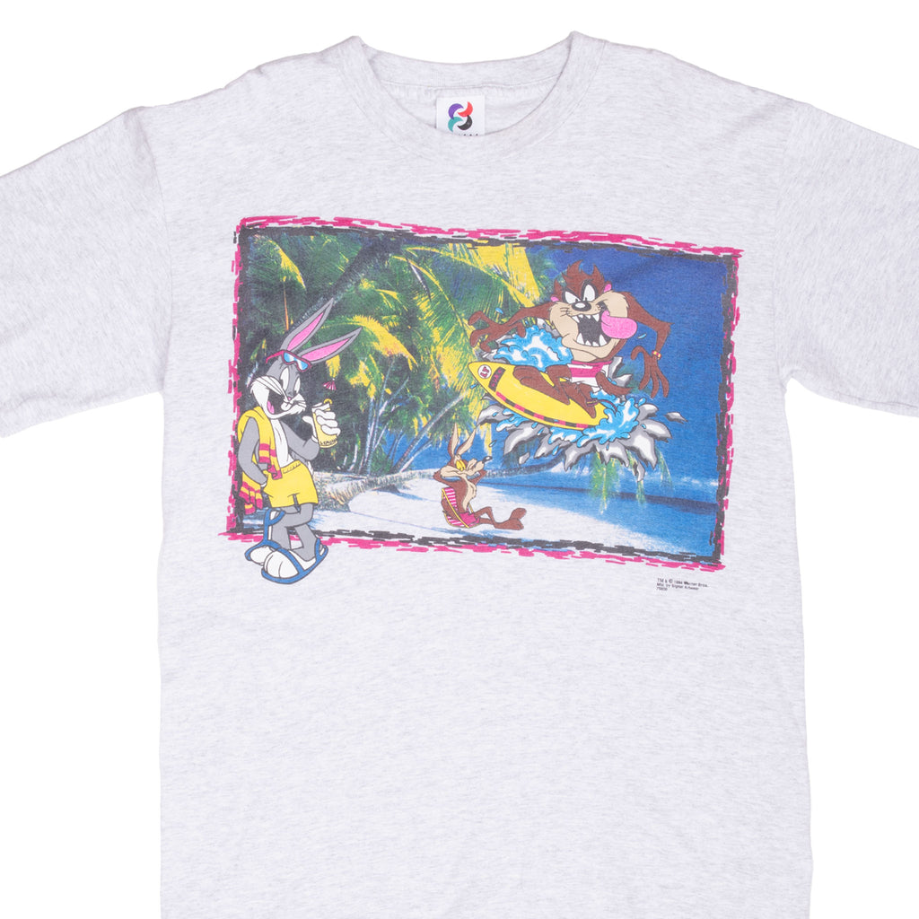 Vintage Looney Tunes Taz Bugs Bunny Surf 1994 Tee Shirt Large Made In Usa With Single Stitch Sleeves