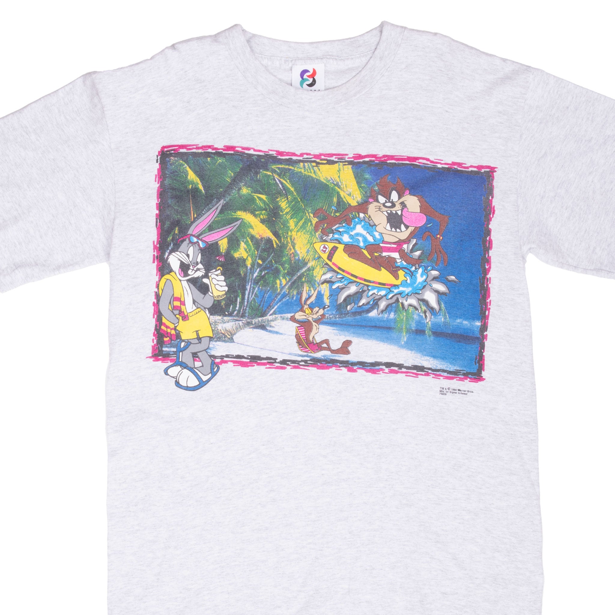 VINTAGE LOONEY TUNES TAZ BUGS BUNNY SURF 1994 TEE SHIRT LARGE MADE IN USA