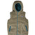 Front close view of Patagonia Bivy hooded vest reversed to olive fleece with teal trim