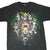 Front of black Looney Tunes T-shirt with Taz, Bugs Bunny and other characters riding motorcycles