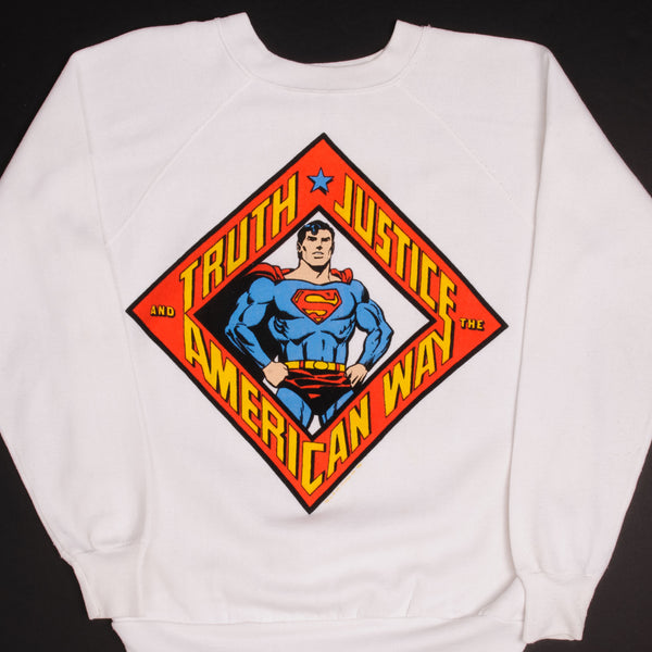 Vintage Superman Truth Justice And The American Way Sweatshirt 1987 Size Large Made In USA