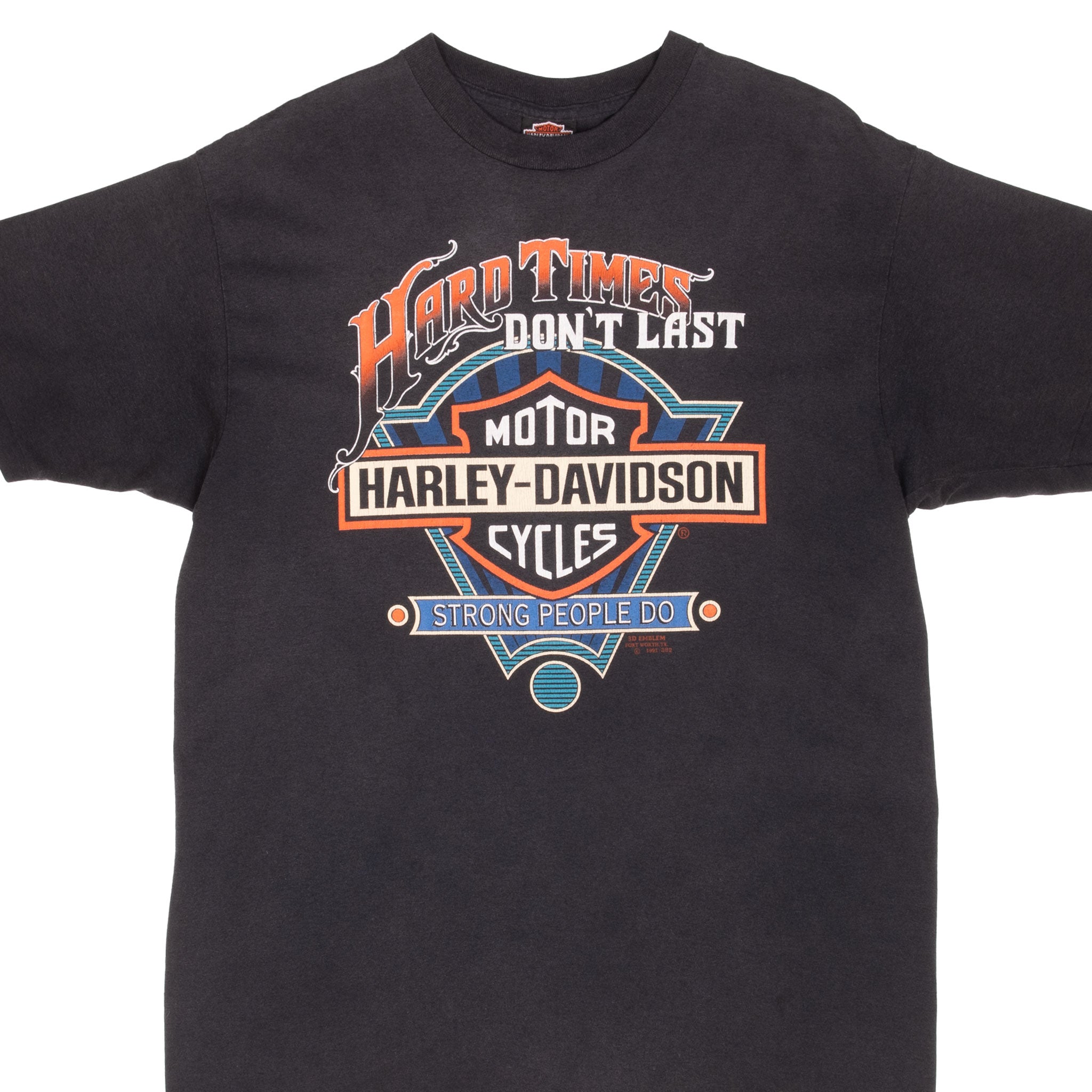 Vintage 3D Emblem Harley Davidson Tee Shirt 1991 Size Large Made In Usa With Single Stitch Sleeves