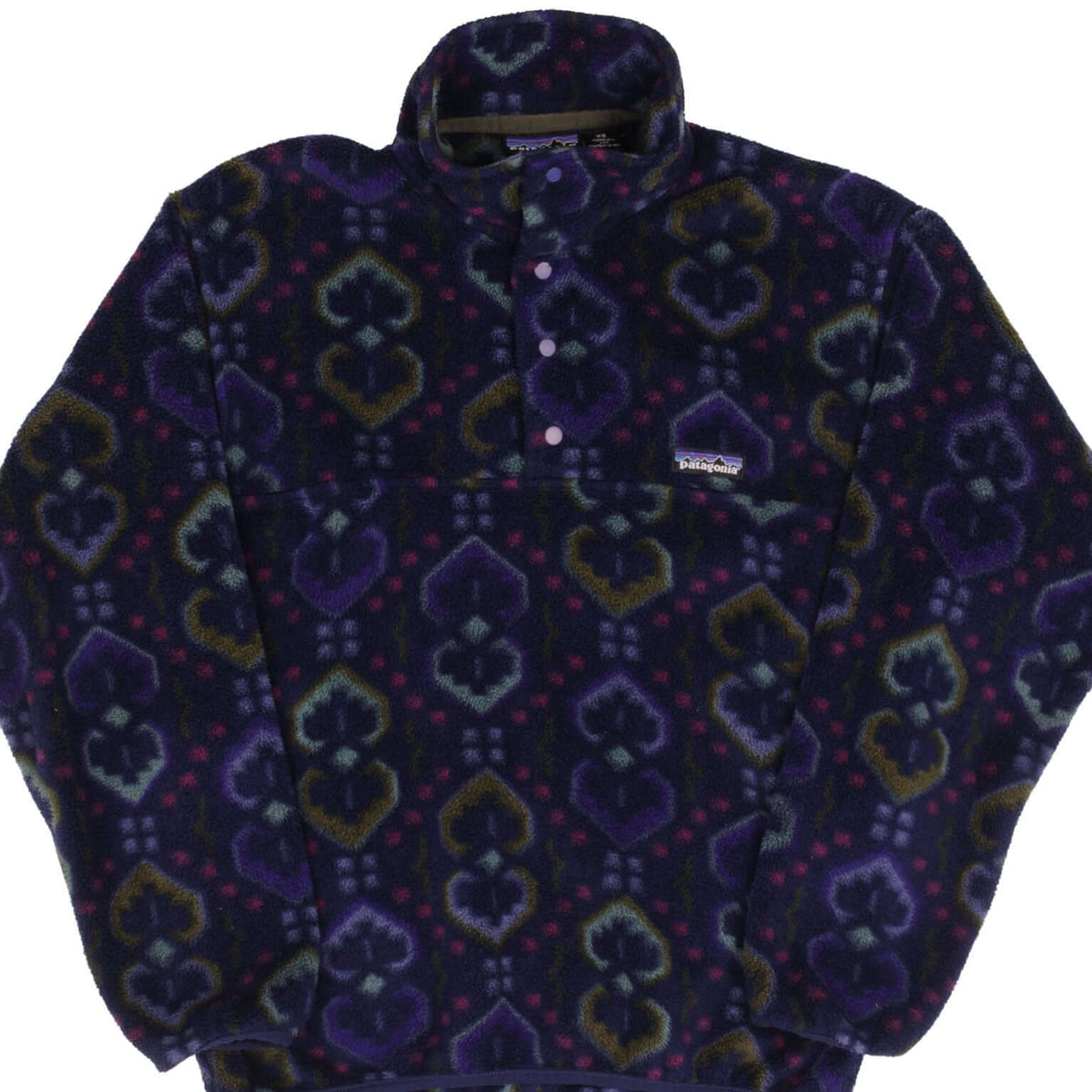 VINTAGE PATAGONIA 1990S SNAP T MONOGRAM FLEECE PULLOVER SIZE XS MADE I