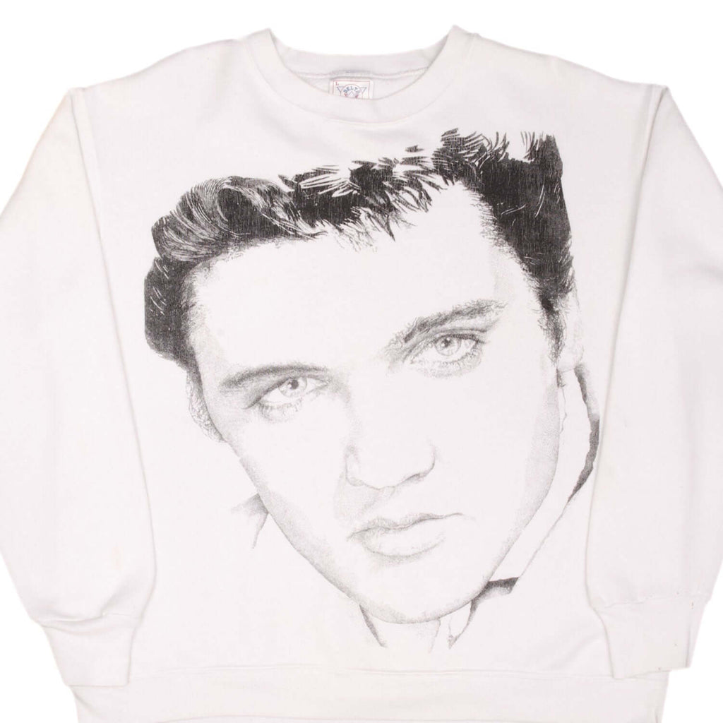 Vintage Elvis Presley 1990S White Sweatshirt Size Large Made In Usa