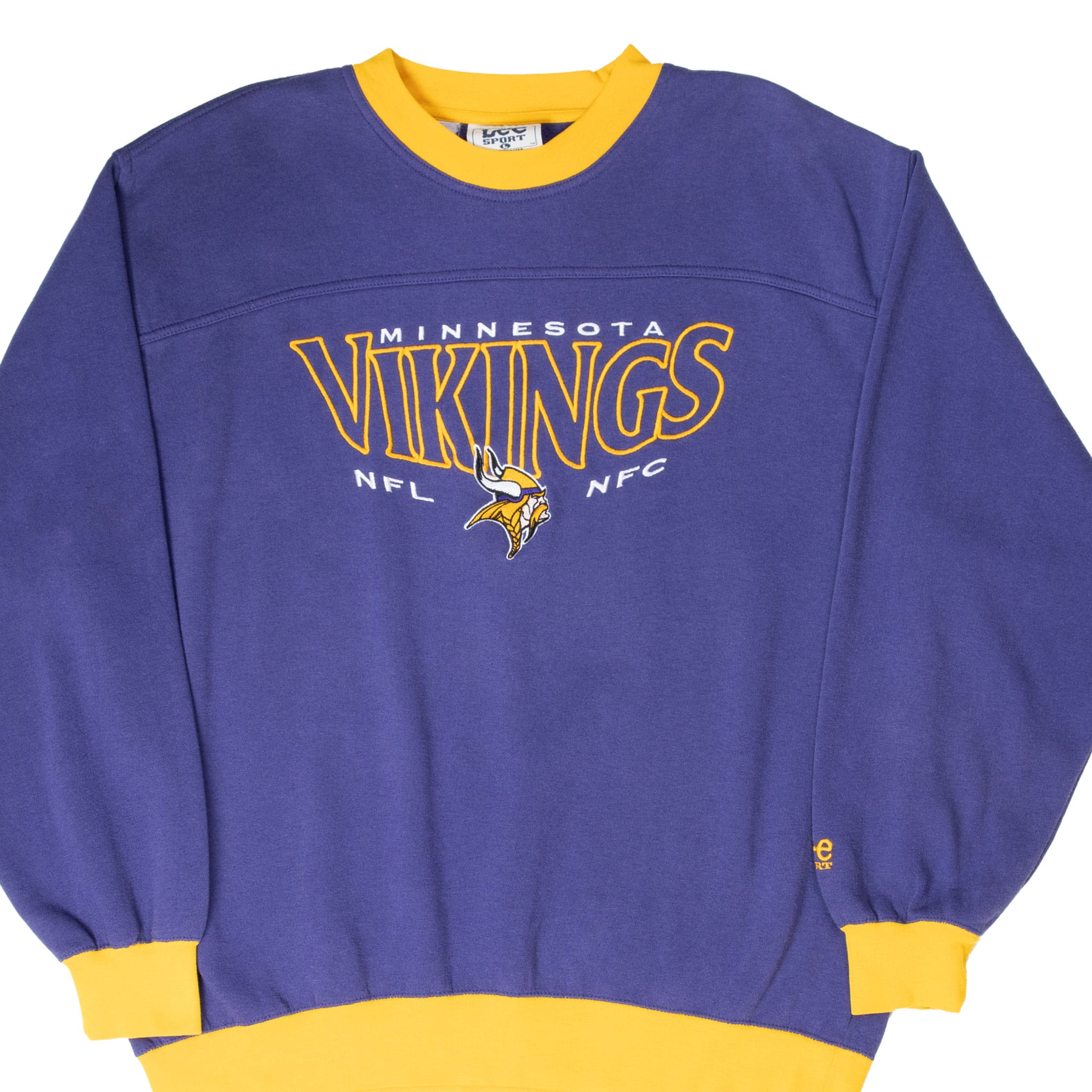 VINTAGE NFL MINNESOTA VIKINGS EMBROIDERED LEE SPORT SWEATSHIRT 1990S LARGE