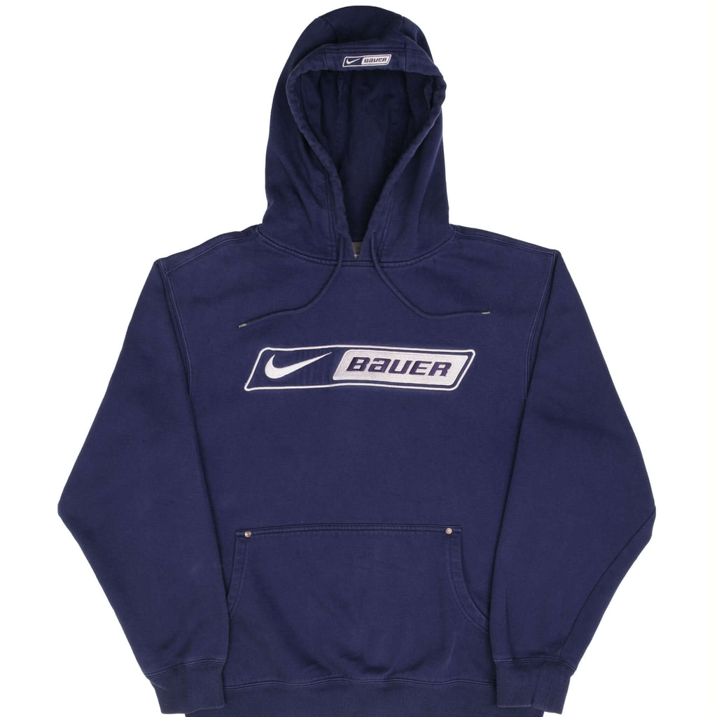 Vintage Nike Baeur Hockey Navy Blue Hoodie Sweatshirt 2000S Size Medium