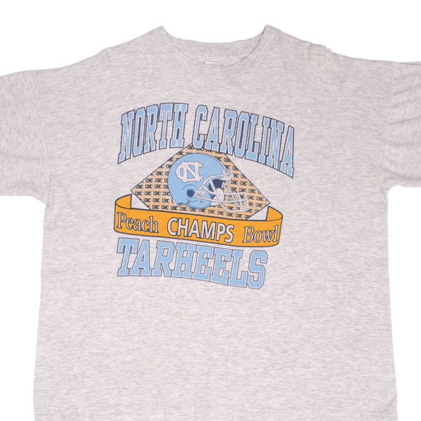 Vintage NCAA UNC University Of North Carolina Tarheels Peach Bowl Champs Tee Shirt 1993 Size XL With Single Stitch Sleeves