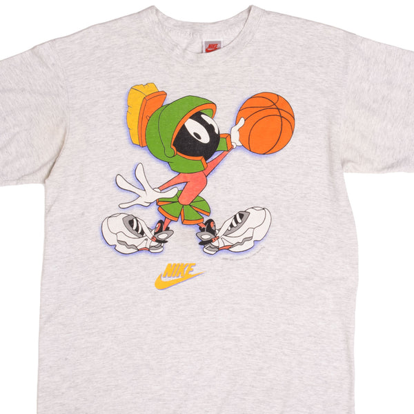 Vintage Nike Space Jam Looney Tunes Marvin The Martian Tee Shirt 1993 Size Large Made In USA With Single Stitch Sleeves