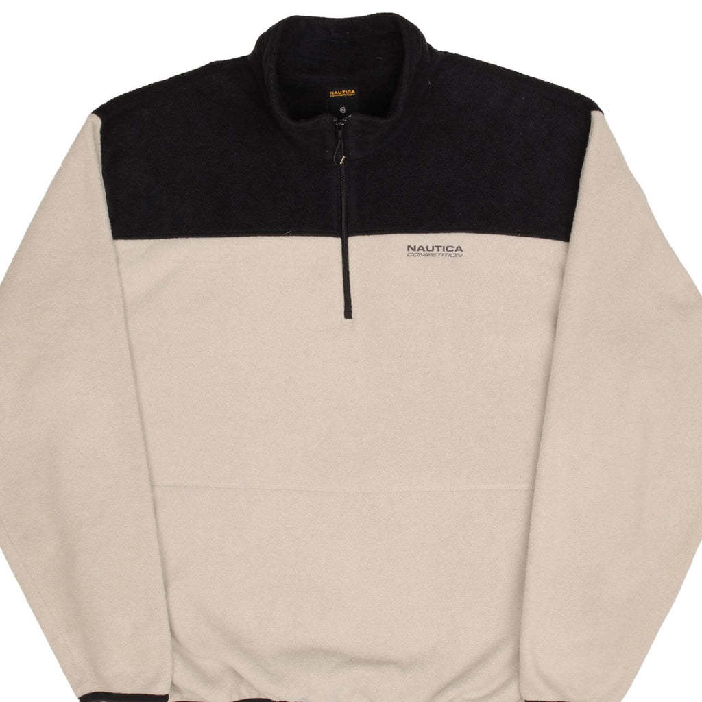 Vintage Nautica Competition Pullover Quarter Zip Fleece Jacket 1990S Size 2XL Made In Usa