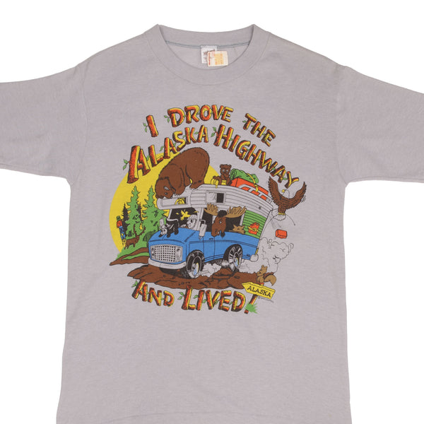 Vintage I Drove The Alaska Highway And Lived Tee Shirt 1978 Medium Made In USA With Single Stitch Sleeves Deadstock