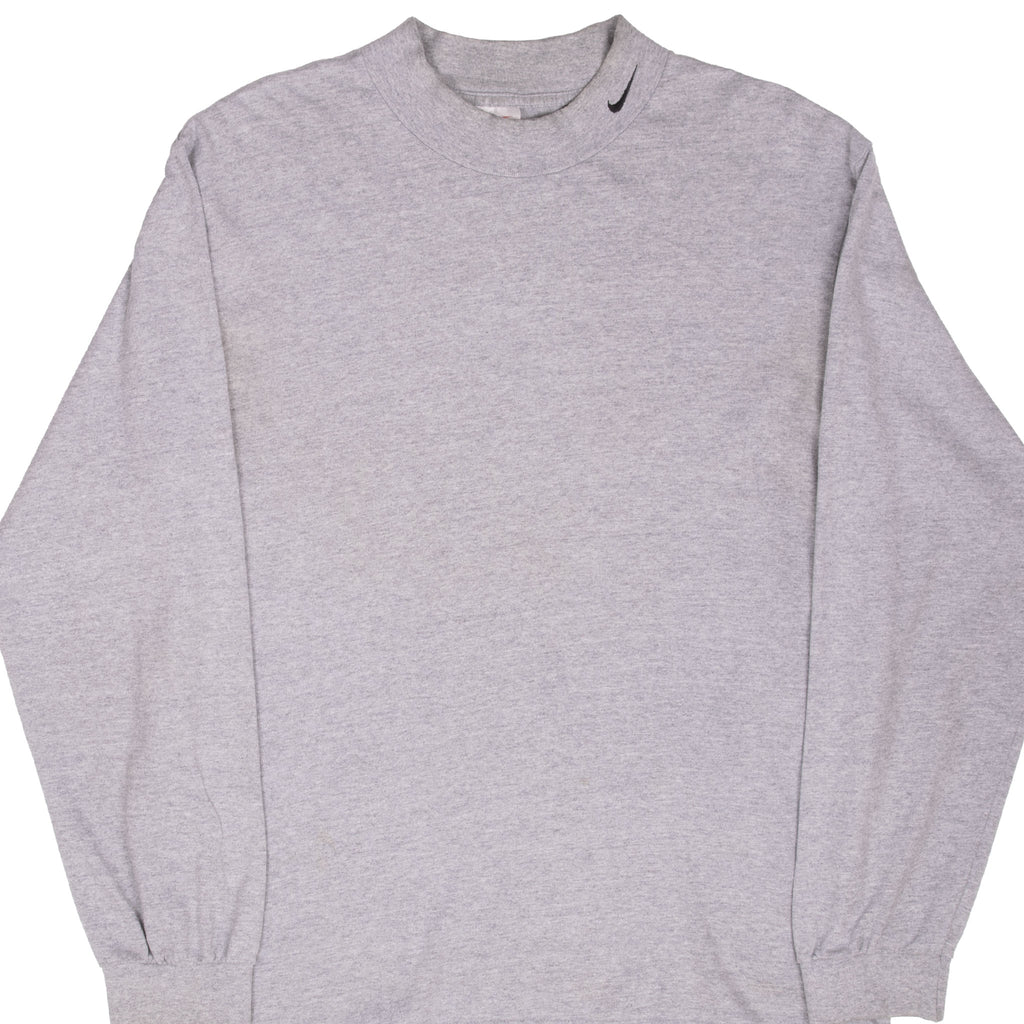 VINTAGE NIKE LONG SLEEVE TURTLE NECK GREY TEE SHIRT 1990S MEDIUM