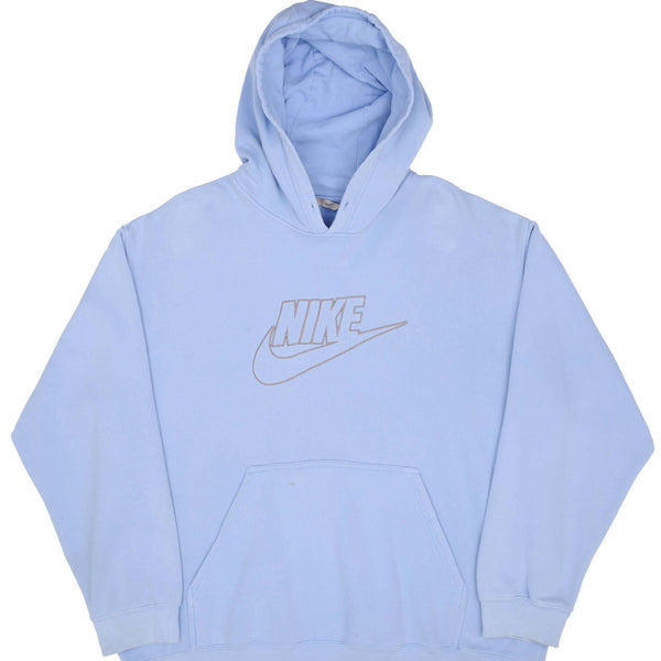 Vintage Nike Spellout Swoosh Blue Hoodie Sweatshirt 2000S Size XL