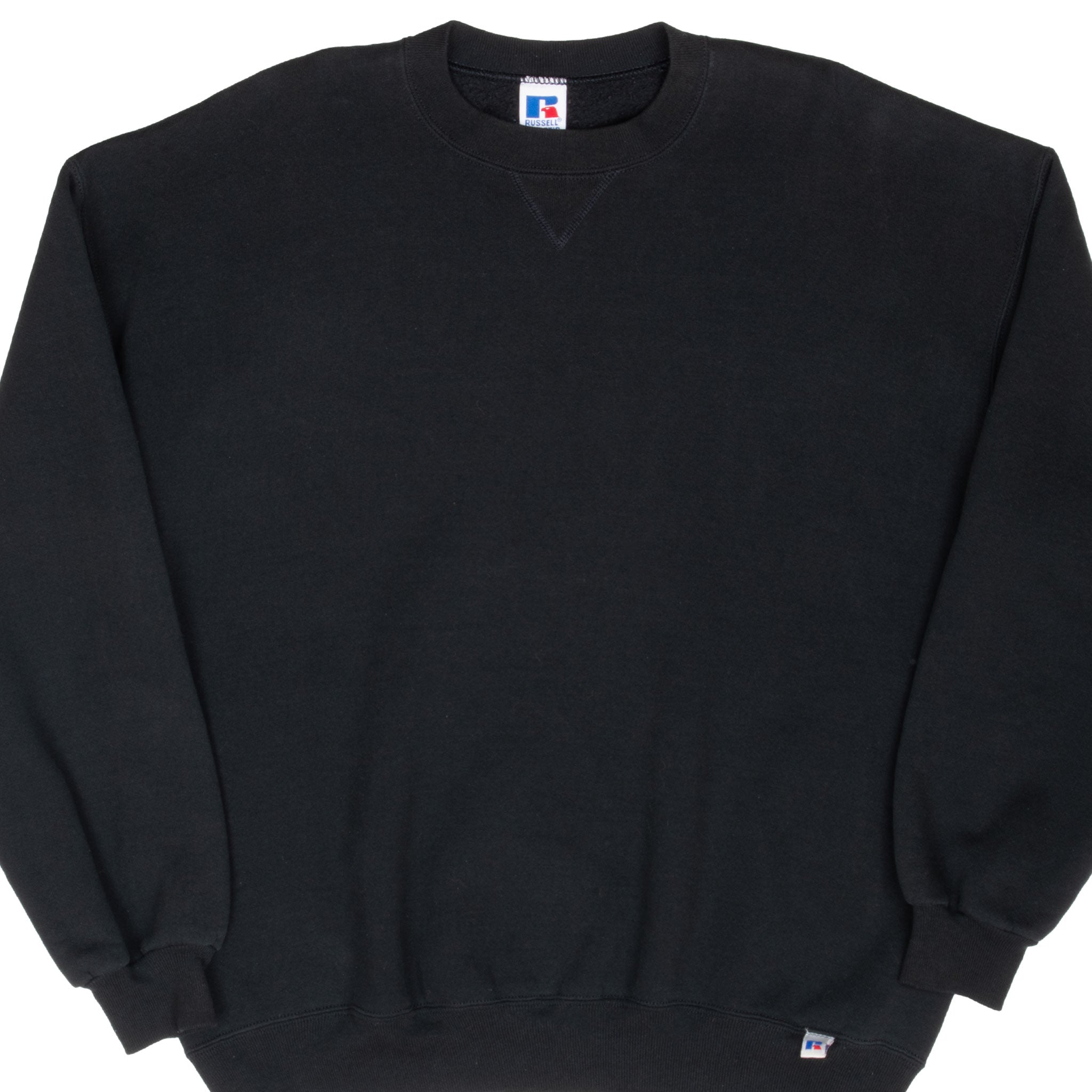 Vintage Russell Athletic Black Blank Sweatshirt 1990S Size Large Made In Usa