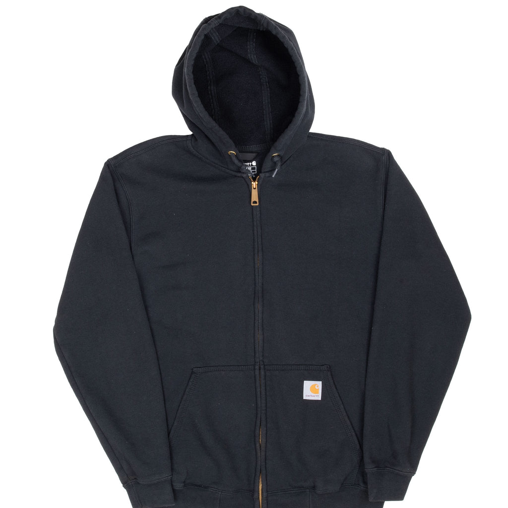 Vintage Carhartt Classic Black Full Zip Hoodie Sweatshirt Size Small