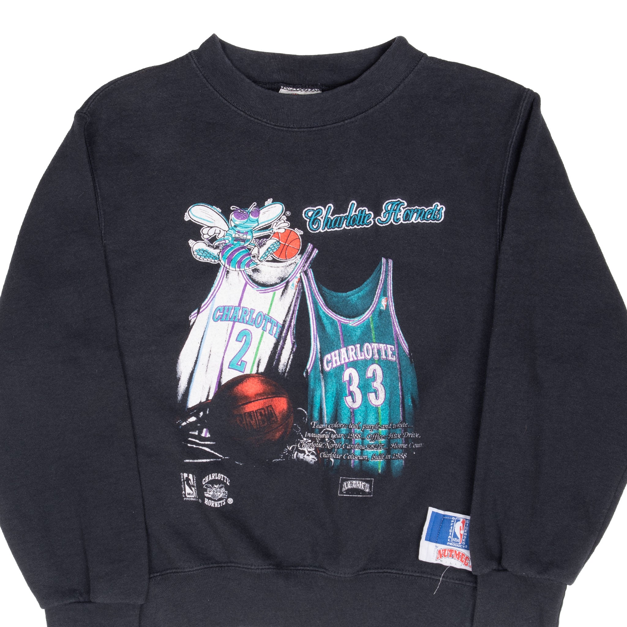 Vintage Nba Charlotte Hornets Sweatshirt Size Medium Youth Made In Usa
