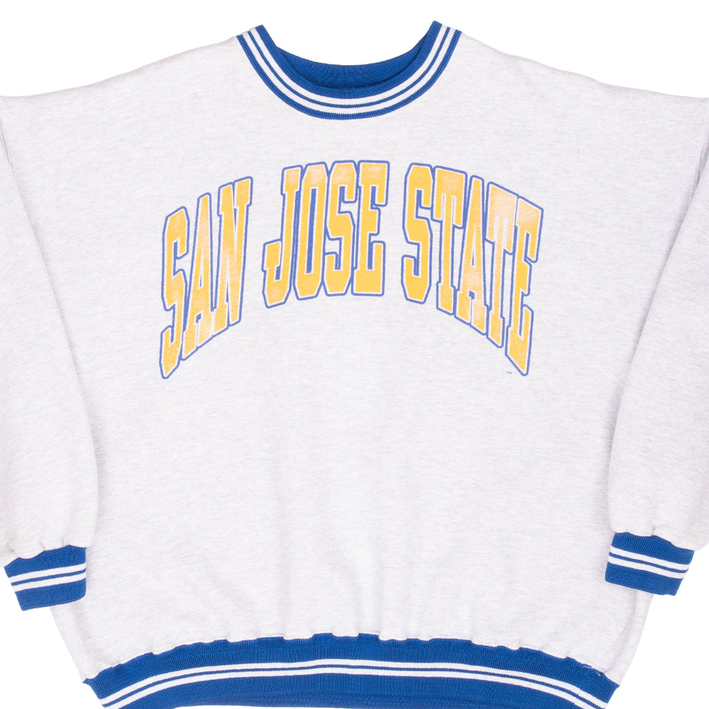 Vintage San Jose State University Grey Sweatshirt Size XL 1990S Made In Usa