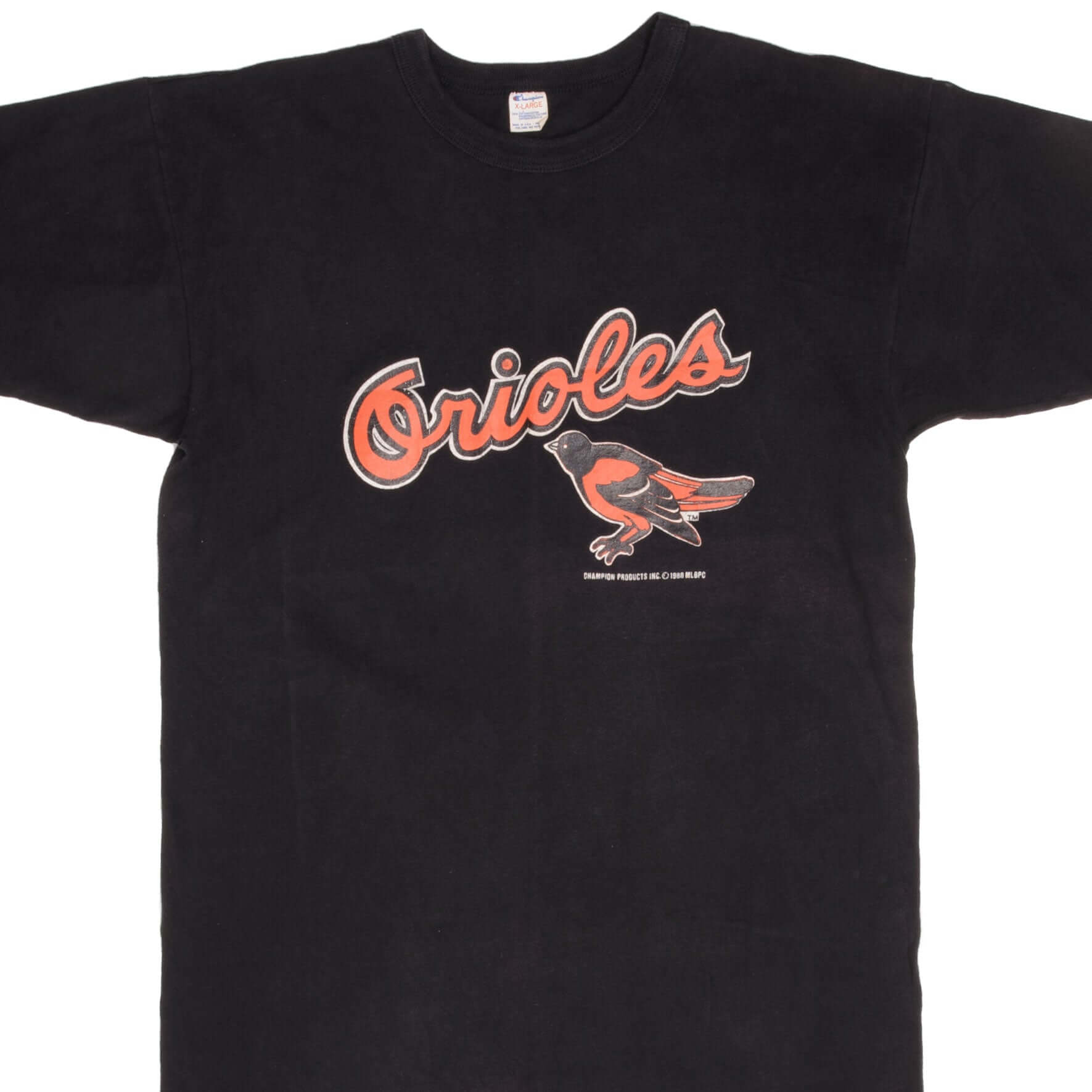 Vintage Champion MLB Baltimore Orioles Tee Shirt 1988 Size Large Made In USA With Single Stitch Sleeves