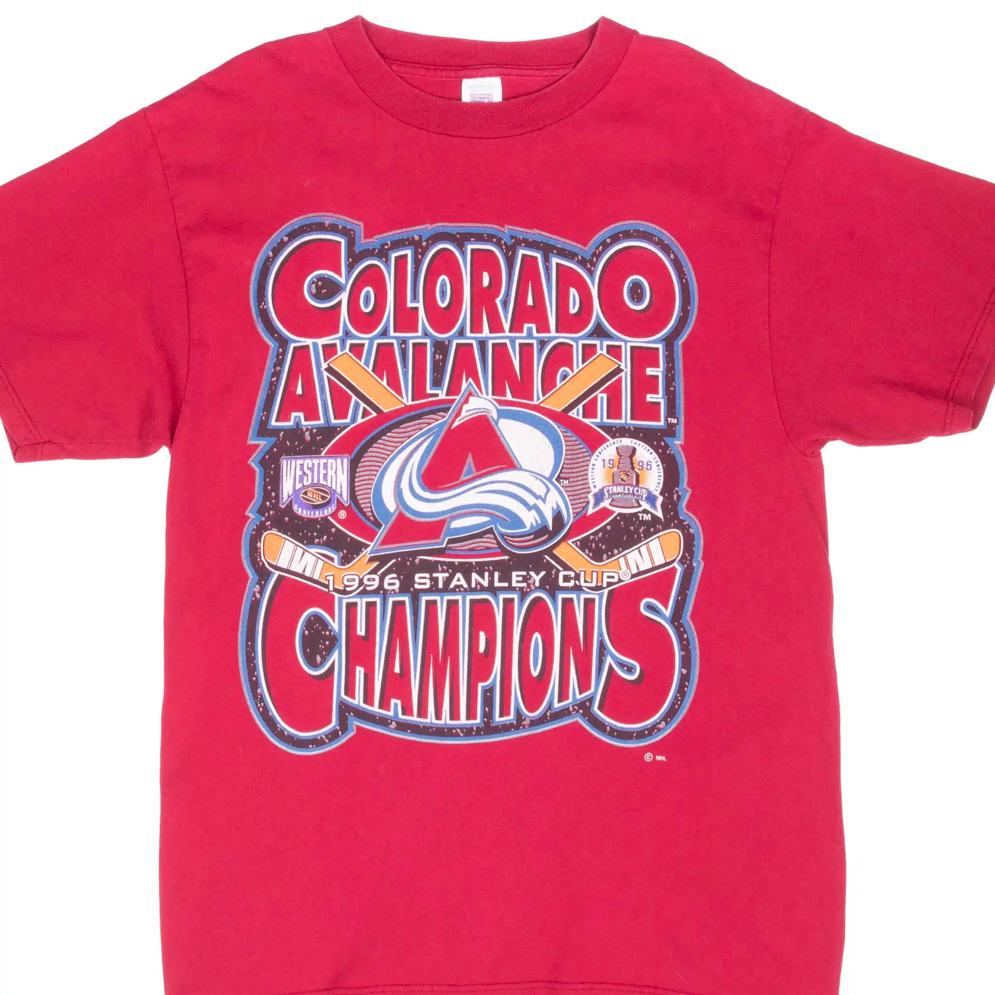 VINTAGE NHL COLORADO AVALANCHE STANLEY CUP CHAMPIONS 1996 TEE SHIRT MEDIUM