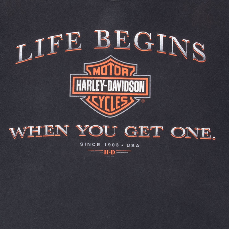 Vintage Harley Davidson Life Begins Tee Shirt 2003 Size Large Made In Usa