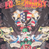 Vintage Ed Hardy All Over Print Rhine Stones Tee Shirt 2000S Medium
