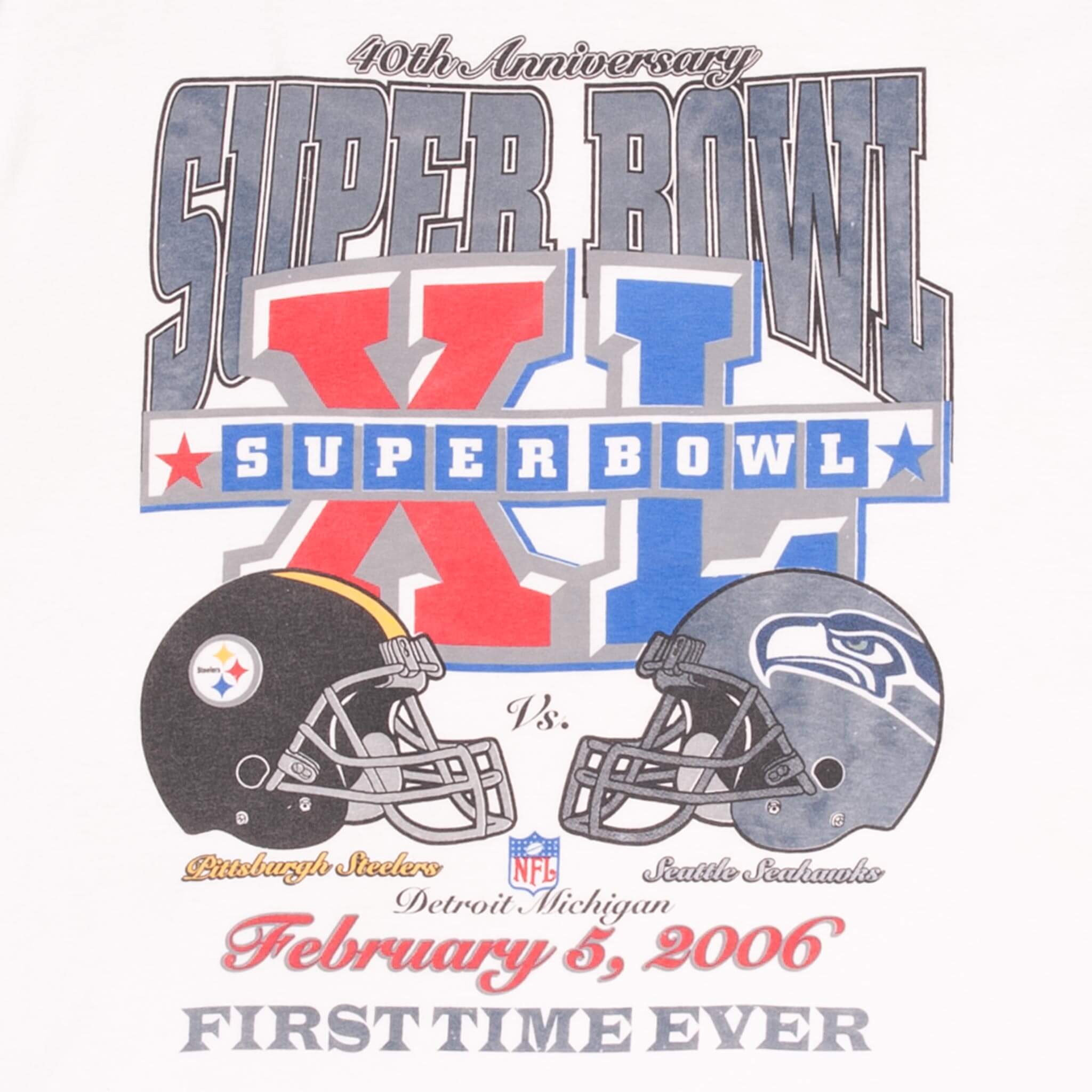 Vintage Nfl Steelers Vs Seahawks Super Bowl Xl 2006 Tee Shirt Size Large