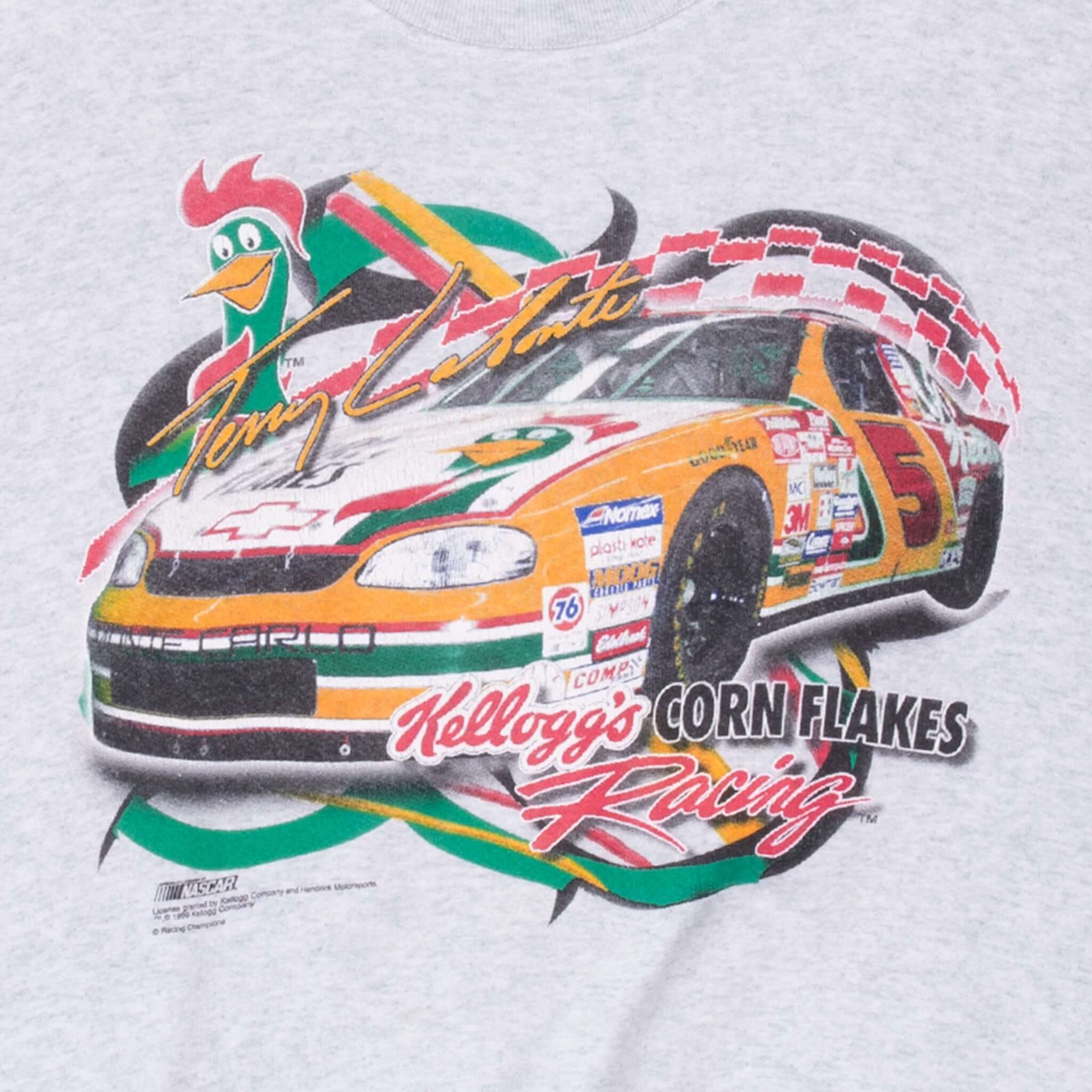 Vintage Nascar Terry Labonte Kellogg's Grey Sweatshirt 1999 Size 2XL