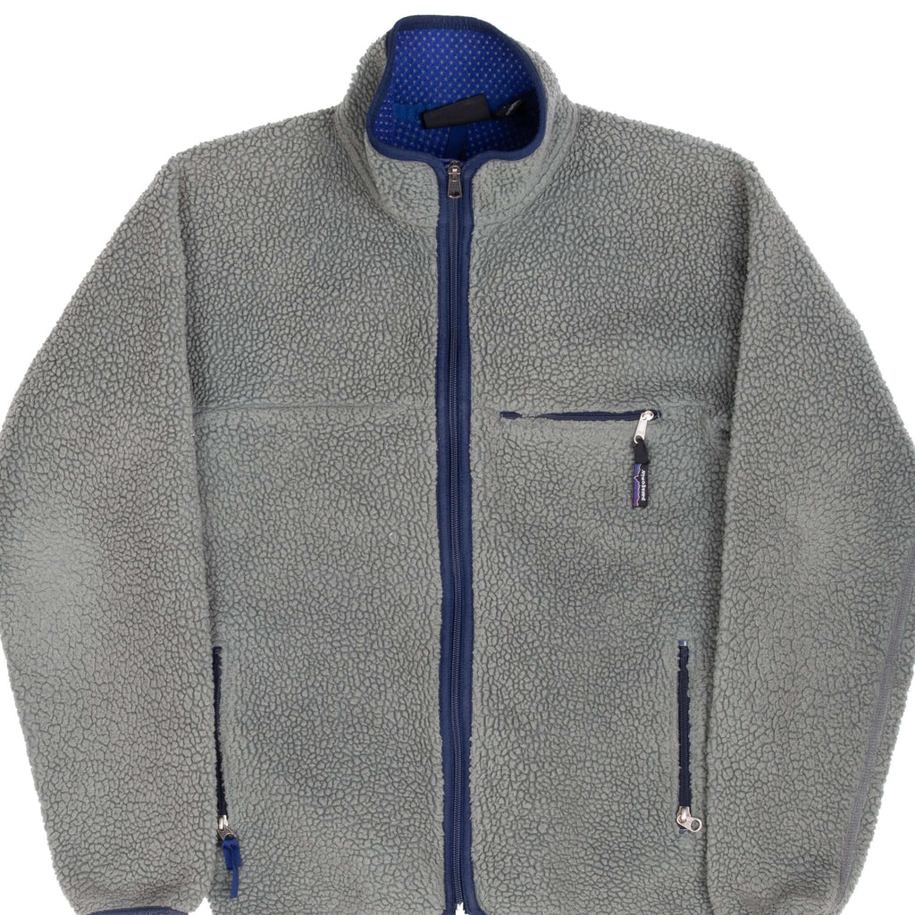 VINTAGE PATAGONIA FLEECE DEEP PILE GREY FLEECE JACKET 1990S SMALL