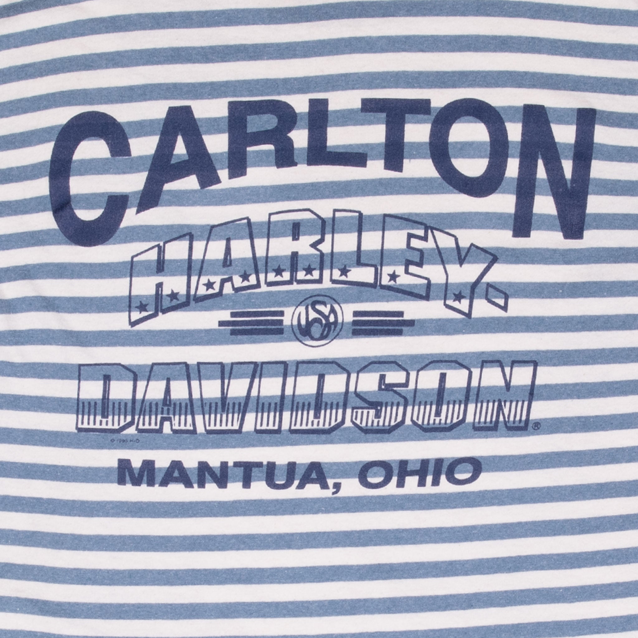 Vintage Harley Davidson Calton Mariniere Tee Shirt 1995 Size Medium Made In Usa With Single Stitch Sleeves