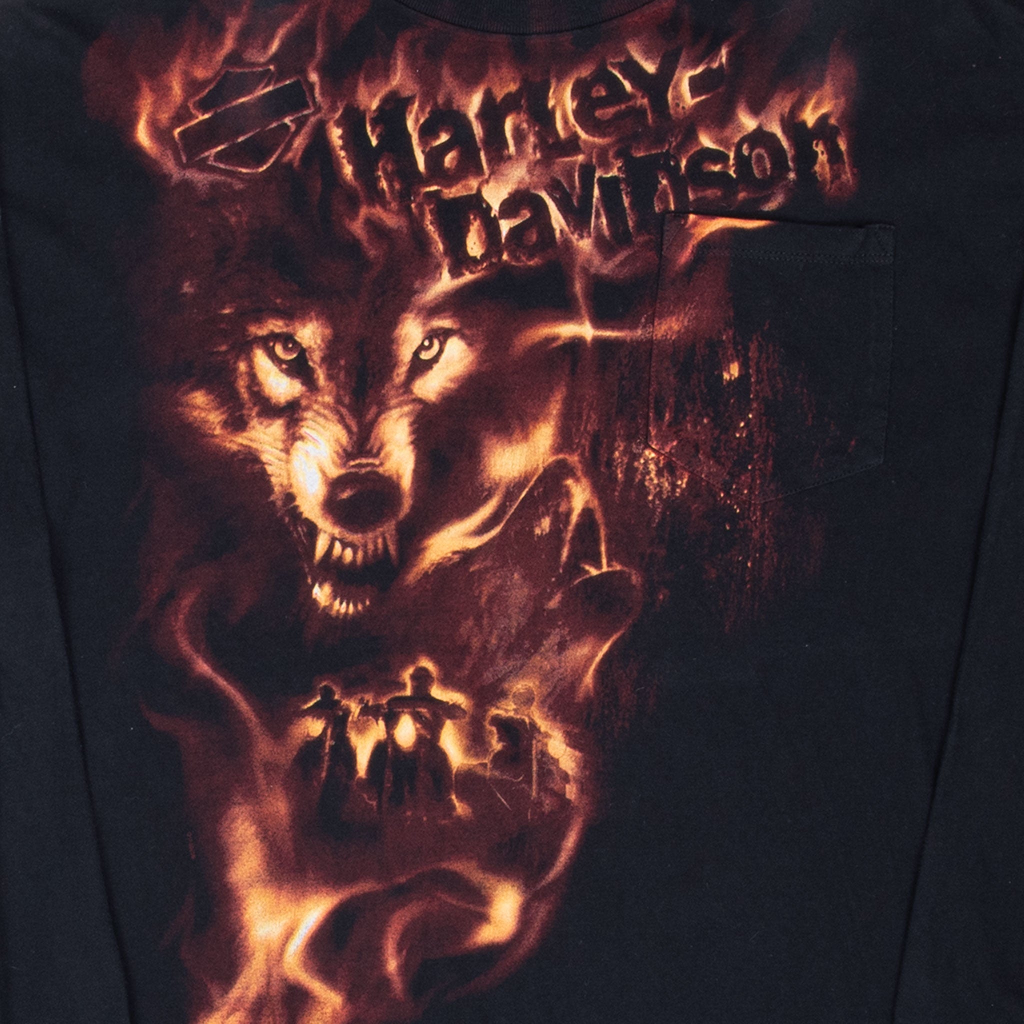 Vintage Harley Davidson Mandan North Dakota Wolf Long Sleeve Tee Shirt 2009 Size XL