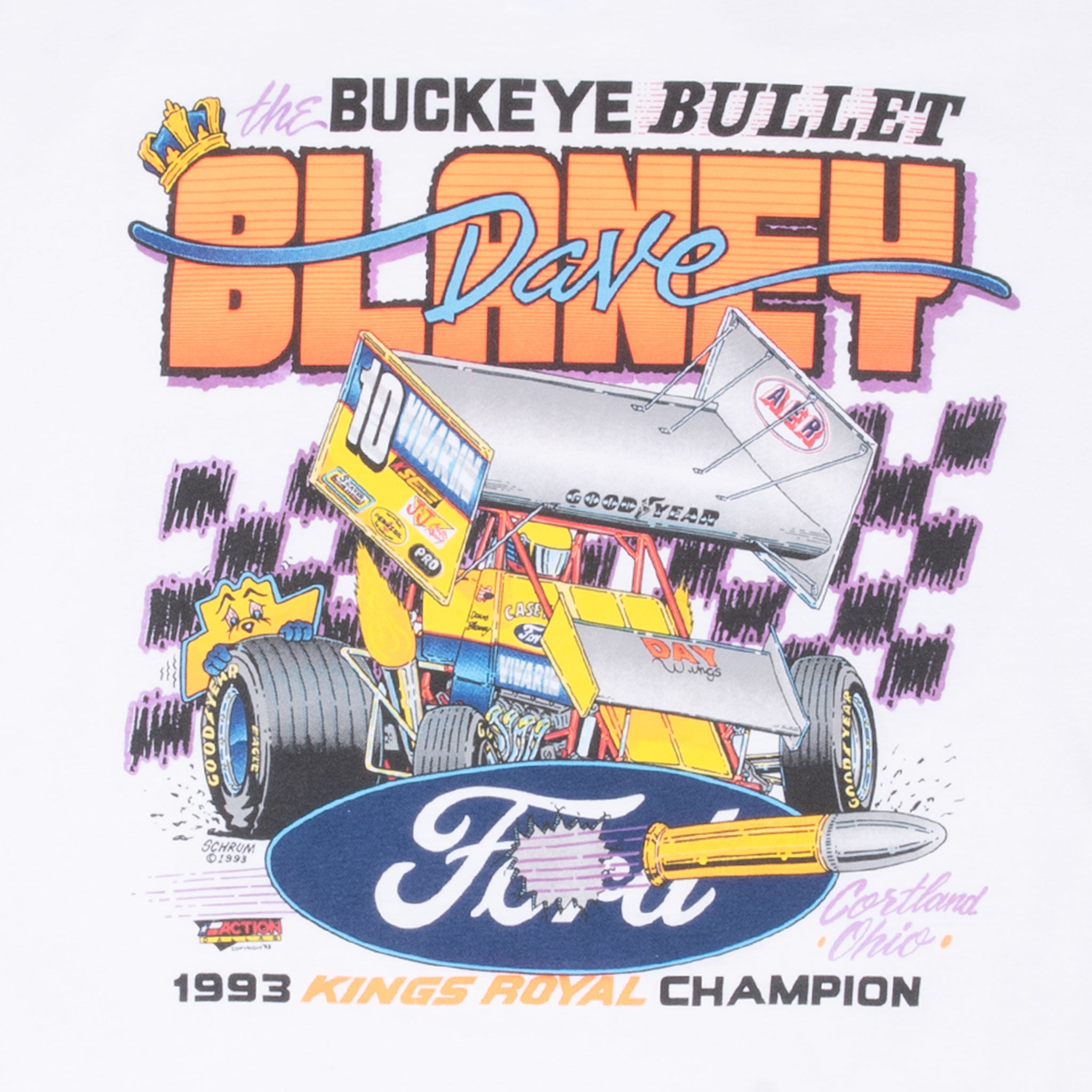 Vintage Dave Blaney Kongs Royal Champion 1993 Drag Racing Tee Shirt Size XL Made In Usa
