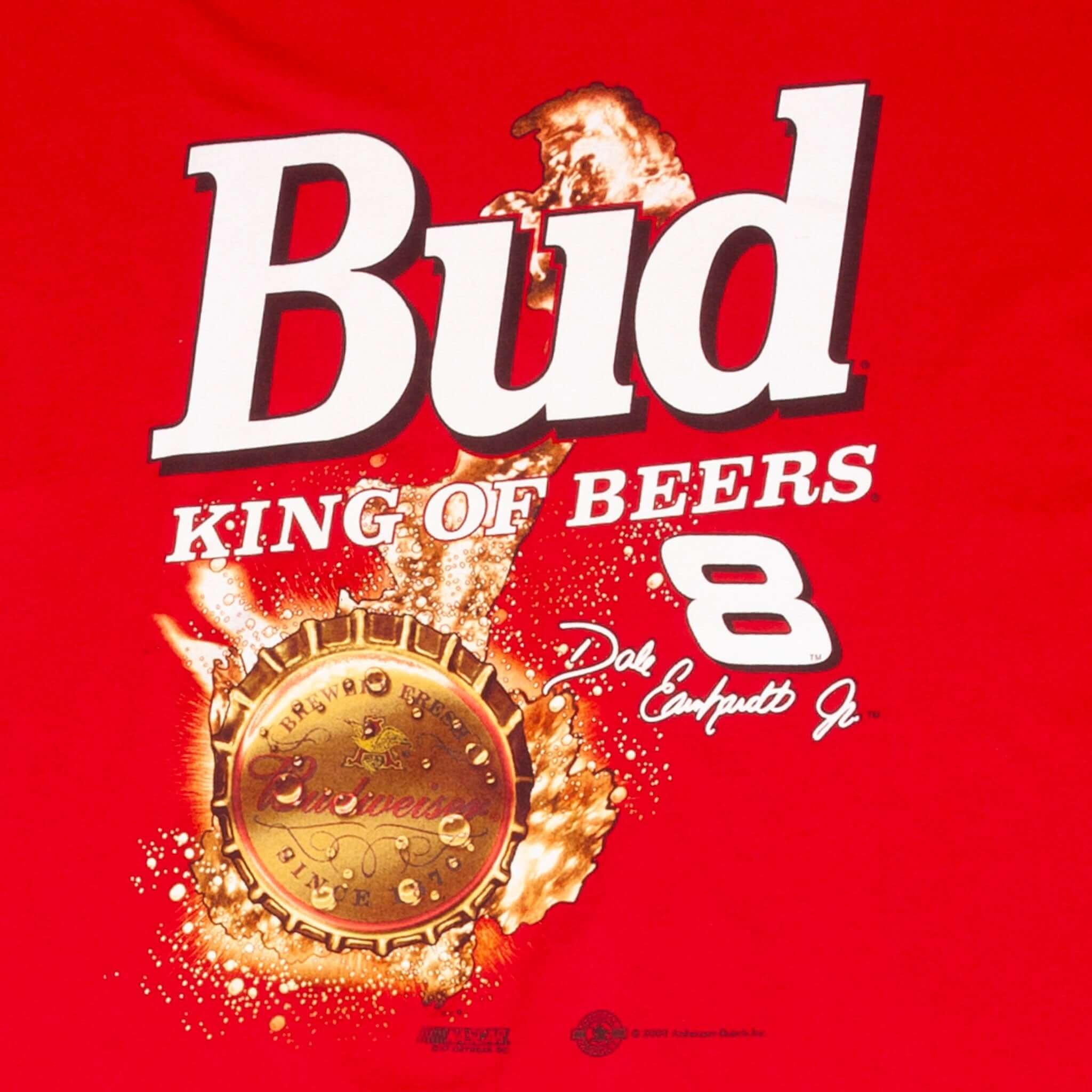Vintage Nascar Dale Earnhardt Jr Bud King Of Beer 2000 Tee Shirt Size XL