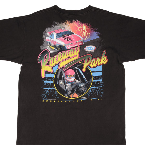 Vintage Drag Racing NHRA Raceway Park Englishtown Nj 1992 Tee Shirt Size XL With Single Stitch Sleeves